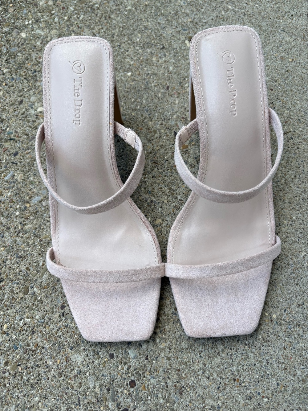 The Drop Avery Women's Nude Faux Suede Double-Strap Square-Toe Heels Size 9